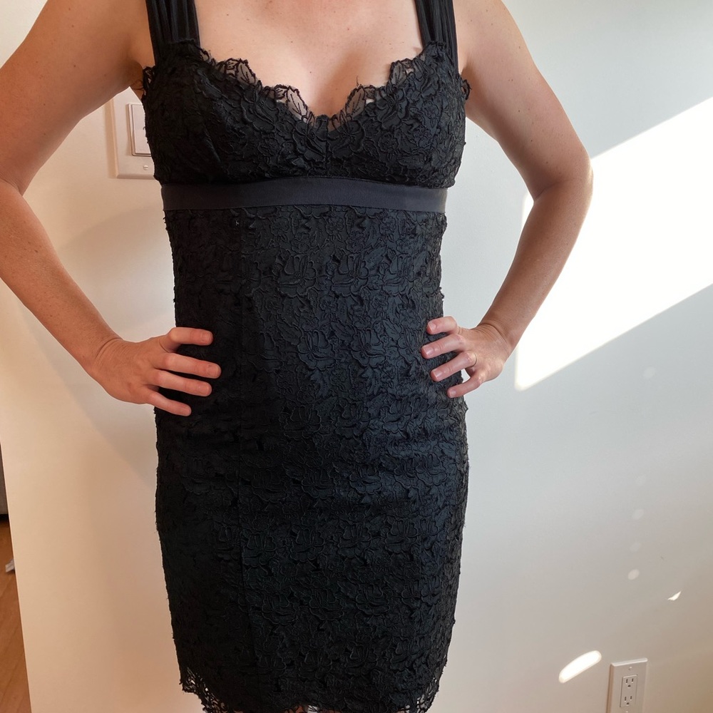 Nicole Miller Black Lace Sleeveless Dress 8